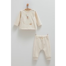 Bebek Takımı Ayıcıklı Sweatshirt ve Pantolon (3-18 Ay Arası) Interlok Kumaş