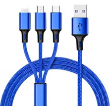PM-26334 3 In 1 Mavi 1.2 Metre Şarj Kablosu