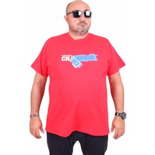 Mocgrande Erkek Büyük Beden Sıfır Yaka Tişört Champion 25180 Kırmızı