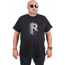 Mocgrande Erkek Büyük Beden Sıfır Yaka Tişört Re-Born 25185 Sıyah