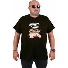 Mocgrande Erkek Büyük Beden Sıfır Yaka Tişört Palm Beach 25188 Sıyah