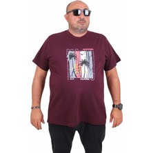 Mocgrande Erkek Büyük Beden Sıfır Yaka Tişört Beach Party 25191 Murdum