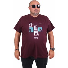 Mocgrande Erkek Büyük Beden Sıfır Yaka Tişört Dream 25183 Murdum