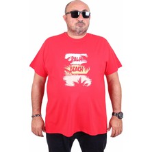 Mocgrande Erkek Büyük Beden Sıfır Yaka Tişört Palm Beach 25188 Kırmızı