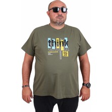 Mocgrande Erkek Büyük Beden Sıfır Yaka Tişört Think 25184 Hakı