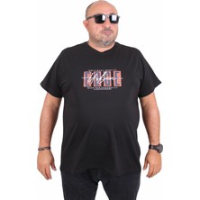 Mocgrande Erkek Büyük Beden Sıfır Yaka Tişört Edge 25190 Sıyah