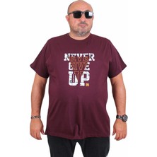 Mocgrande Erkek Büyük Beden Sıfır Yaka Tişört Never Give Up 25182 Murdum