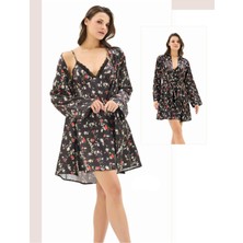 Iç Giyim Moongirl Saten Kısa Ikili Gecelik Takım