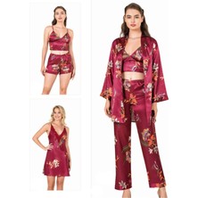 Iç Giyim Moongirl Saten Gecelik Set Takım