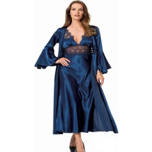 Iç Giyim Moongirl Saten Uzun Ikili Gecelik Takım