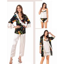 Iç Giyim Moongirl Saten Gecelik Set Takım