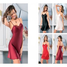 Iç Giyim Miss Laris Ince Askılı Şık Saten Gecelik