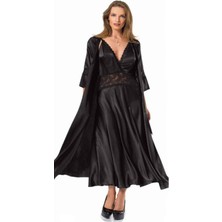 Iç Giyim Moongirl Saten Uzun Ikili Gecelik Takım