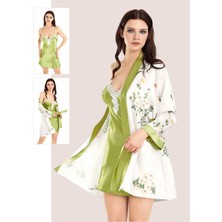 Iç Giyim Moongirl Saten Kısa Ikili Gecelik Takım