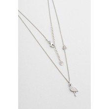 Little Swan 18 Ayar Beyaz Altın Kaplama 45 cm Gümüş Kolye