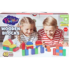 Playwood Kutuda Ahşap Renkli Bloklar 40 Parça