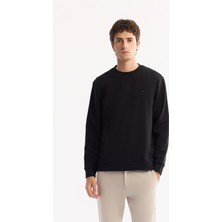 AVVA Erkek Siyah Bisiklet Yaka Pamuklu Bi-Stretch Regular Fit Sweatshirt A52Y1271