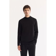 AVVA Erkek Siyah Yarım Balıkçı Yaka Rayon Tüylenmeyen Basic Regular Fit Triko Kazak B005151