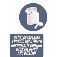 2025 Model Çağrı Cevaplayabilen Bluetooth Kulaklık Beyaz Dokunmatik Kontrol