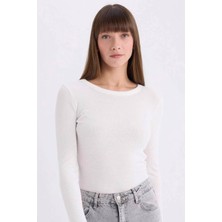 DeFacto Slim Fit Basic Düz Fitilli Kaşkorse Uzun Kollu Tişört E5767AX25AU