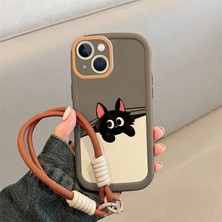 Apple iPhone 15 Plus Uyumlu Kılıf Zebana El Bilekli Cat And Puppy Silikon Kılıf Açık Kahverengi