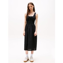 Tommy Hılfıger Tjw Rouche Mıdı Poplın Dress Ext Elbise