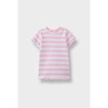 DeFacto Bisiklet Yaka Fitilli Kaşkorse Çizgili Kısa Kollu Tişört Kız Bebek F3502A525AU