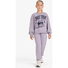DeFacto Kız Çocuk 2'li Takım Baskılı Sweatshirt Eşofman Altı E6416A825AU