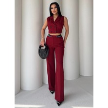 By Kadriye Yılmaz Marino Yelekli Tasarım Takım Bordo