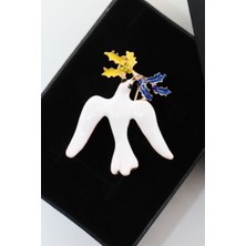 Keeba Yeni başlangıçların müjdecisi beyaz Barış güvercini broş kristal taşlı erkek kadın yaka iğnesi