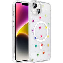 Apple iPhone 15 Kılıf M-Safe Şarj Özellikli Şeffaf Folk Sert Kapak