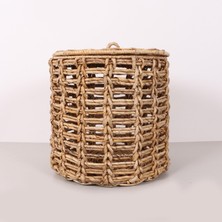 Mylamp Edis Doğal Abaka 42X42 cm Kapaklı Çamaşır ve Dekorasyon Sepeti