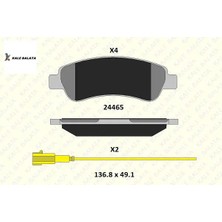 Arka Fren Balatasi 2 Fişli Boxer III-DUCATO-301 Kale Balata  4254.63/ 4254.64/ 4253.73/ 425  Fıat, Cıtroen, Peugeot 24465 190 05 Ans Kd2