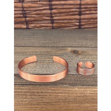 Aida Jewelss Ayarlanabilir Ölçü Saf Bakır Bileklik Yüzük Seti Bakır Bileklik Bakır Yüzük Set