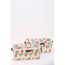 Turuncu Çok Amaçlı Çocuk Odası Sepet Seti, 2'li Dinozor Desenli