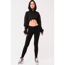 Kadın Siyah Pamuklu Tayt