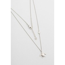 Little Caretta 18 Ayar Beyaz Altın Kaplama 45 cm Gümüş Kolye