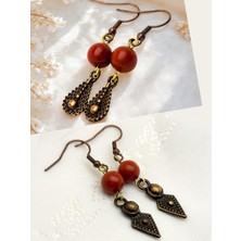 Jasper & Jasper Doğal Taşlı 2'li Küpe Seti ,sallantılı Otantik Doğal Taş Kadın Küpesi