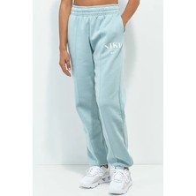 Nike Sportswear Essential  Mid Rise Loose Fit Şardonlu Bol Kesim Kadın Eşofman Altı Açık Mavi