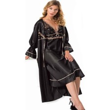 Iç Giyim Moongirl Saten Uzun Ikili Gecelik Takım