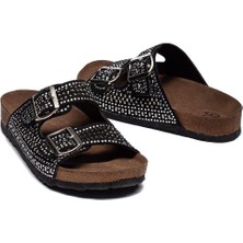 Kadın Taşlı Tokalı Rahat Kalıp Terlik Ortopedik Yürüyüş Terliği