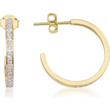 14 Ayar Altın Prenses Kesim Taşlı Halka Küpe