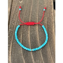 Aida Jewelss 14 Ayar Altın Dorika Detaylı Doğal Firuze Taşlı Zarif Altın Şans Bilekliği