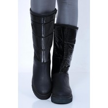 Cilt Fermuarlı Kalın Tabanlı Diz Altı Kadın Kar Botu