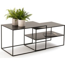 Hitit Dekorasyon Hiba Siyah Metal Ikili Orta Sehpa