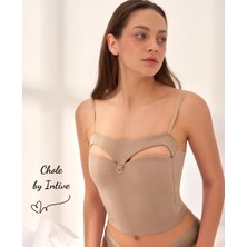 Chole Ithal Pamuklu Göğsü Cut-Out Halka Kaplı Detaylı Ince Askılı Ultra Rahat Büstiyer