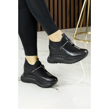 Erkan Saçmacı Josefina Siyah Streç Taşlı Gizli Dolgu Topuklu Günlük Ayakkabı