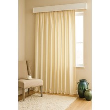 Hazır Saten Güneşlik Fon Perde Krem  Renk | Kornişe Takılabilir Pilesiz Işık Geçirmez