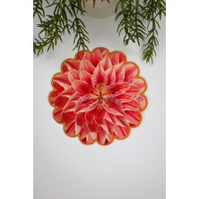 Pembe Zambak Tasarım Nakış Kenar Kumaş Kokteyl Peçetesi 1 Adet