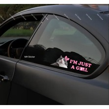 I'm Just A Girl Kedi Sticker – 15 x 7.4 Cm, Sevimli Dekoratif Etiket